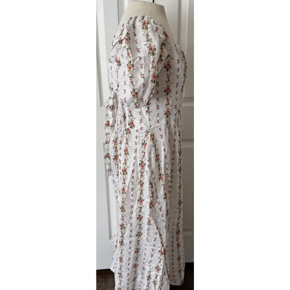 Reformation Lacey Dress Sz 12 White Floral Tie Back Smocked Spring Easter Bridal - Picture 8 of 16